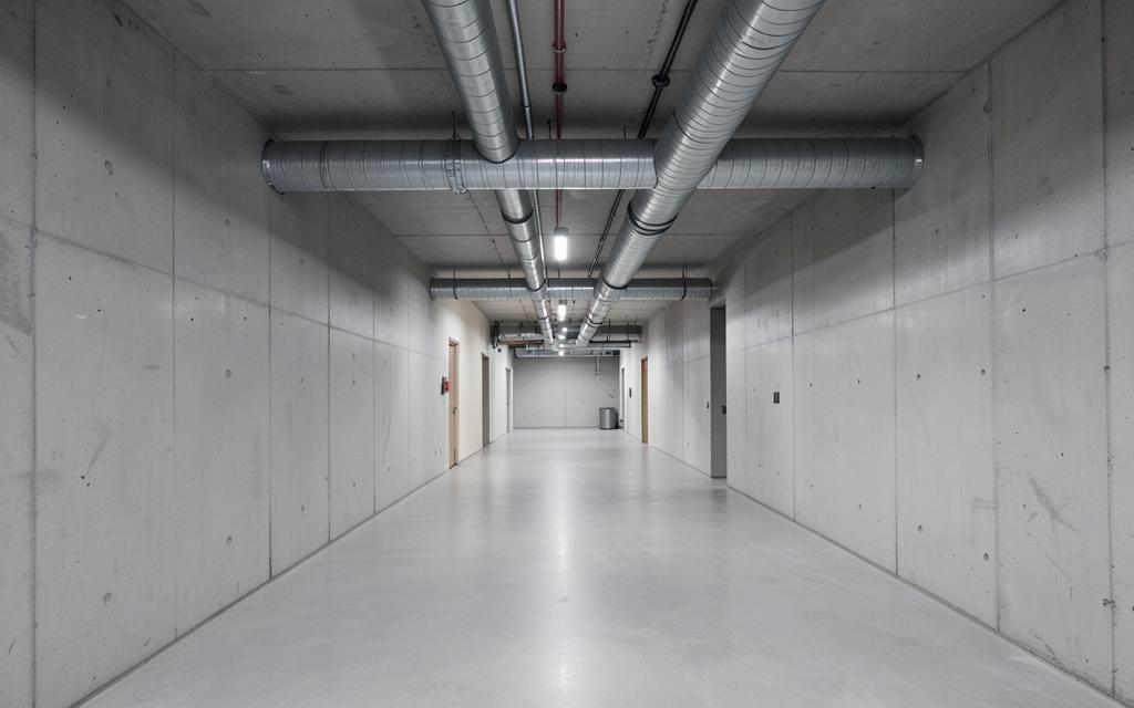 Ēkas pagraba gaitenis ar ventilācijas kanāliem